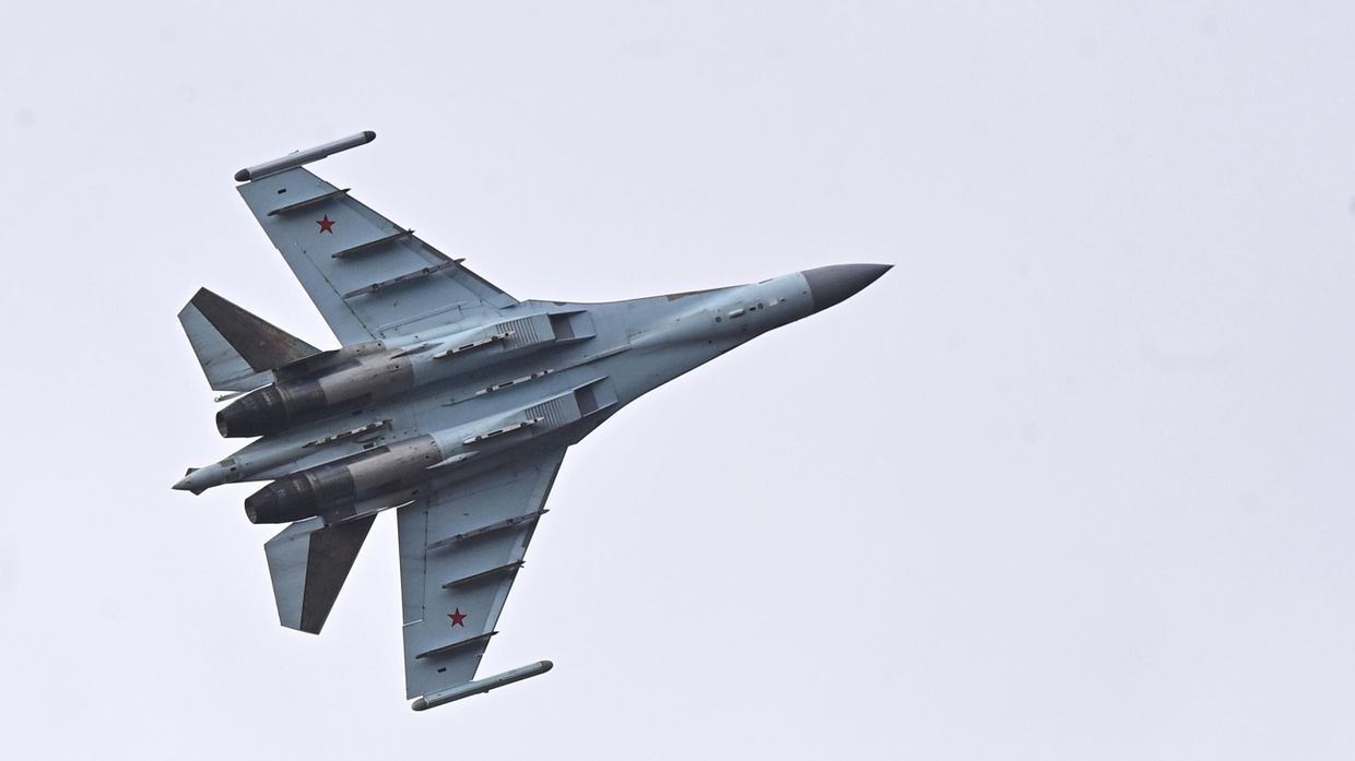 Истребитель СУ-35С ВКС РФ во время совместных учений России и Белоруссии Союзная решимость-2022