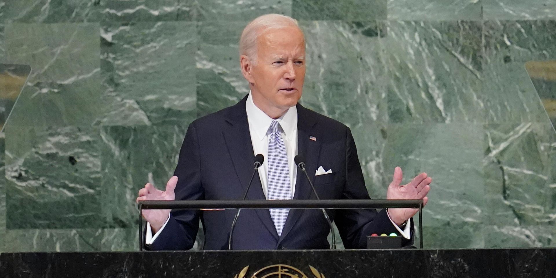 Президент США Джо Байден выступает на 77-й сессии Генеральной Ассамблеи Организации Объединенных Наций в штаб-квартире ООН в Нью-Йорке, 21 сентября 2022 года - ИноСМИ, 1920, 19.10.2022