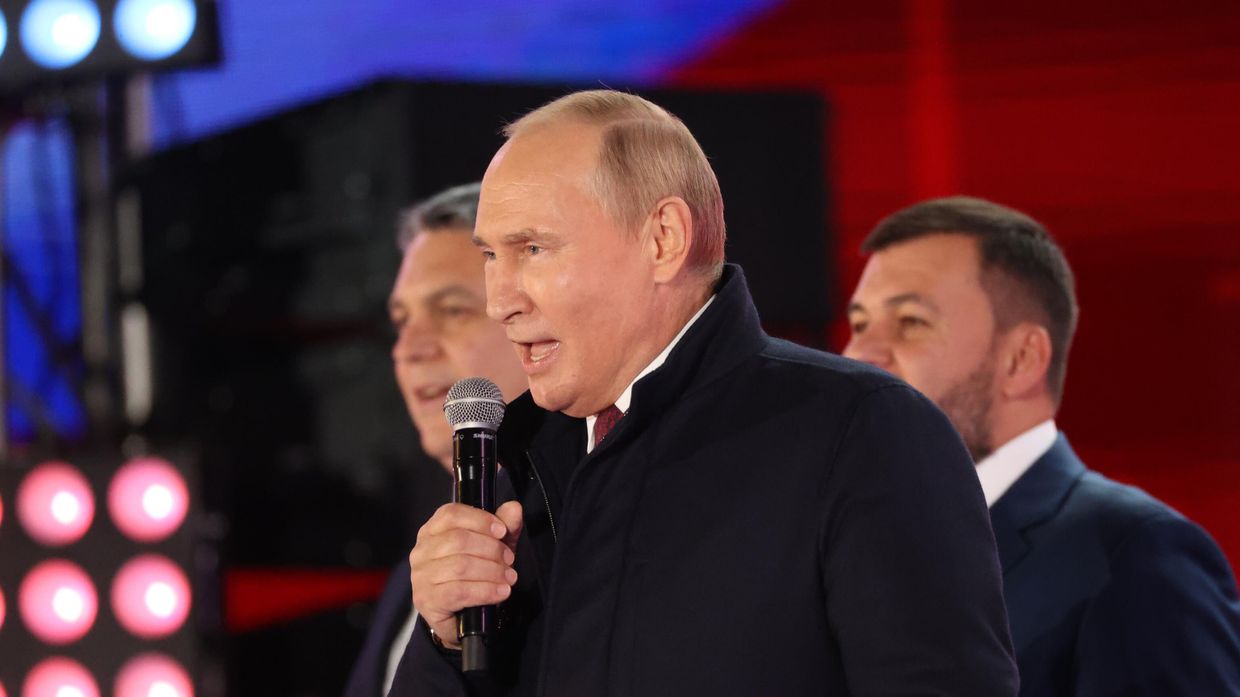 Президент РФ В. Путин принял участие в митинге-концерте на Красной площади