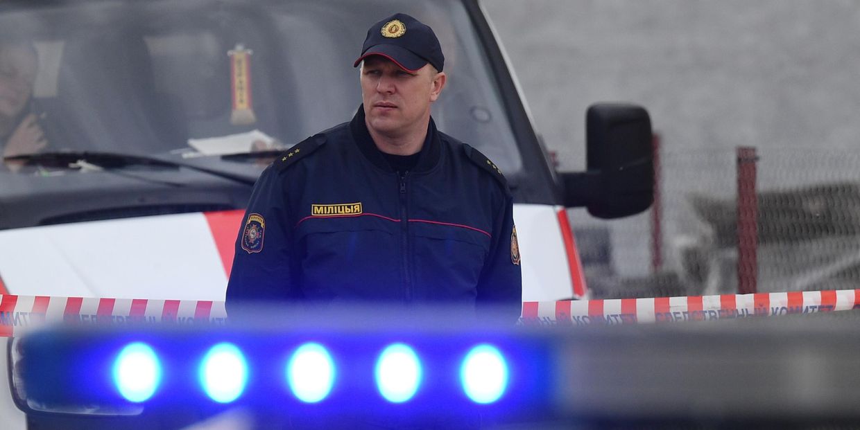 Сотрудник милиции в городе Барановичи, Белоруссия