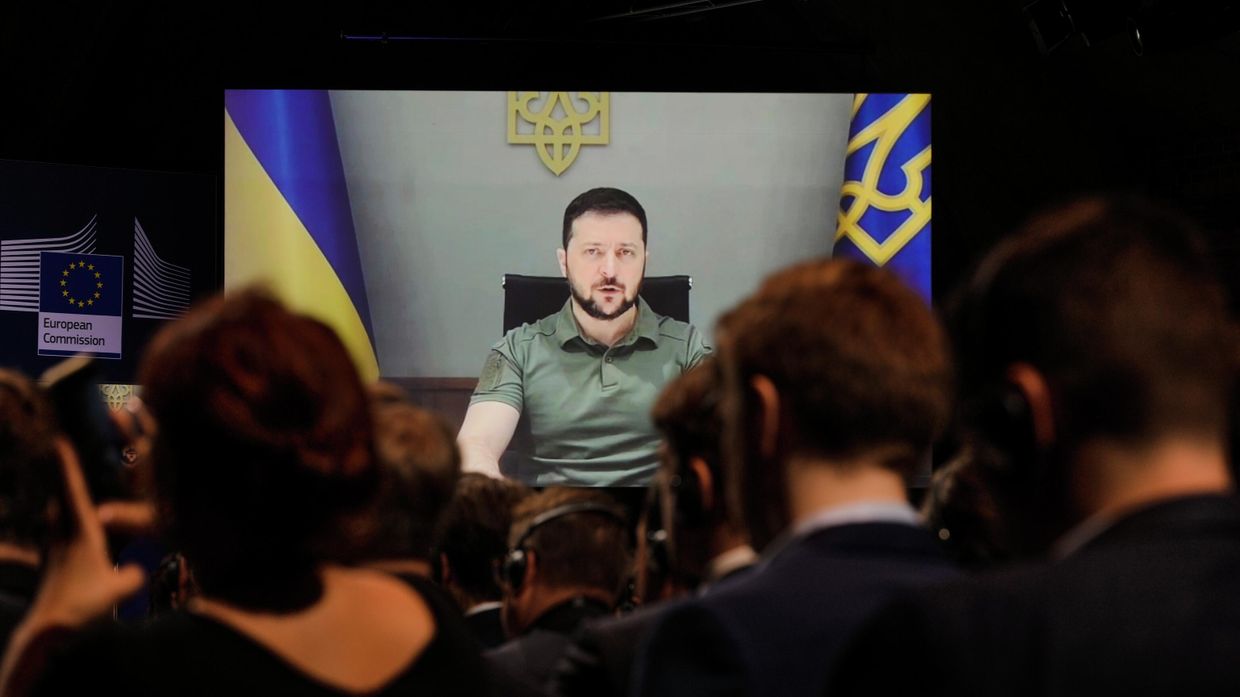 Президент Украины Владимир Зеленский во время конференции в Берлине, 25 октября 2022 года
