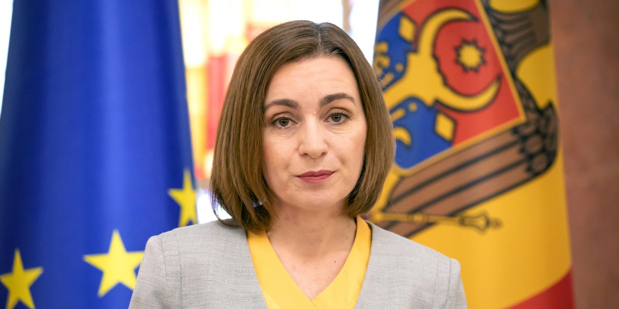 Президент Молдавии Майя Санду на пресс-конференции по итогам встречи с президентом Франции Эмманюэлем Макроном в Кишиневе.