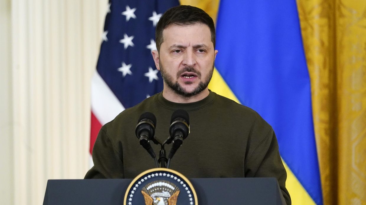 Президент Украины Владимир Зеленский выступает в Белом доме в Вашингтоне. 21 декабря 2022 года