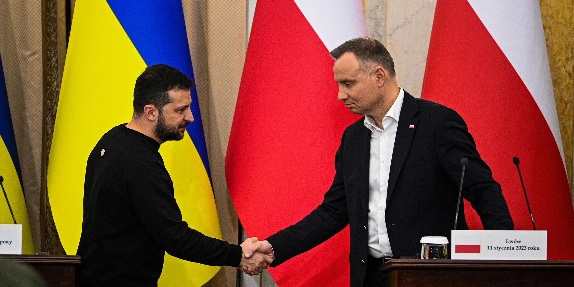 Президент Украины Владимир Зеленский и президент Польши Анджей Дуда во время встречи во Львове. 11 января 2023 - ИноСМИ, 1920, 12.01.2023