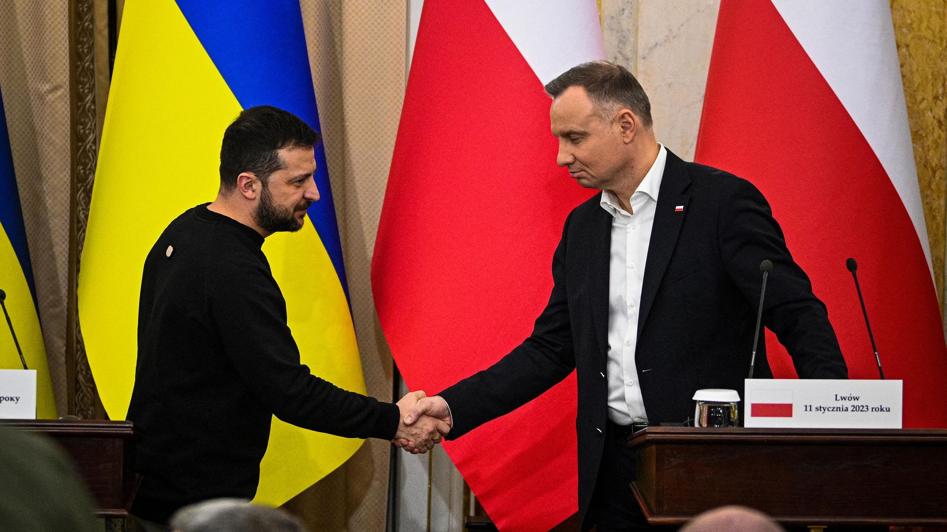 Президент Украины Владимир Зеленский и президент Польши Анджей Дуда во время встречи во Львове. 11 января 2023 - ИноСМИ, 1920, 12.01.2023