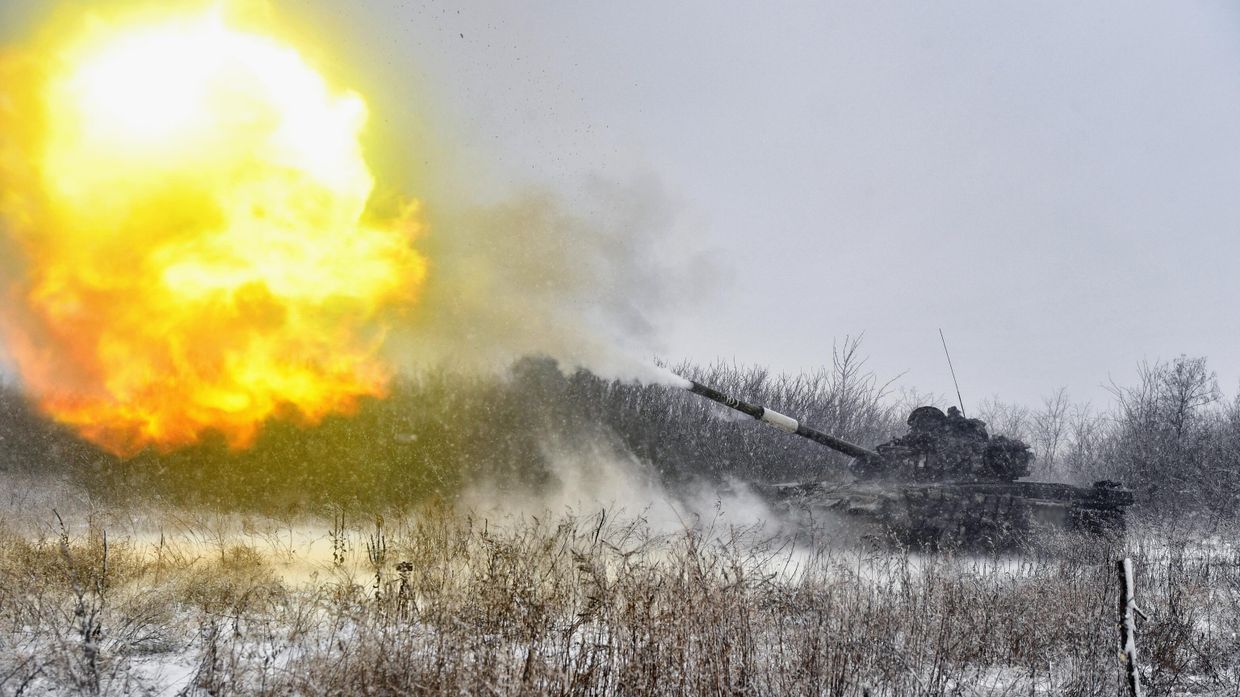 Работа танков Т-72Б в южном секторе СВО