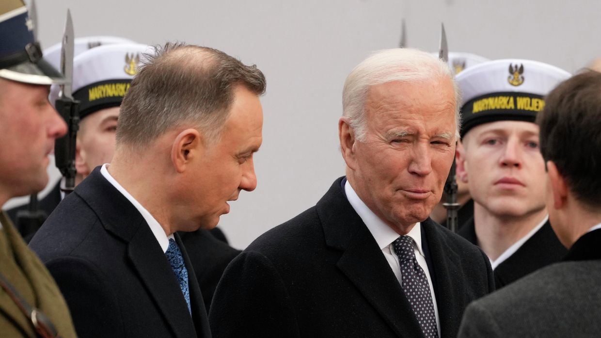 Президент Польши Анджей Дуда и президент США Джо Байден в Варшаве, Польша. 21 февраля 2023 года