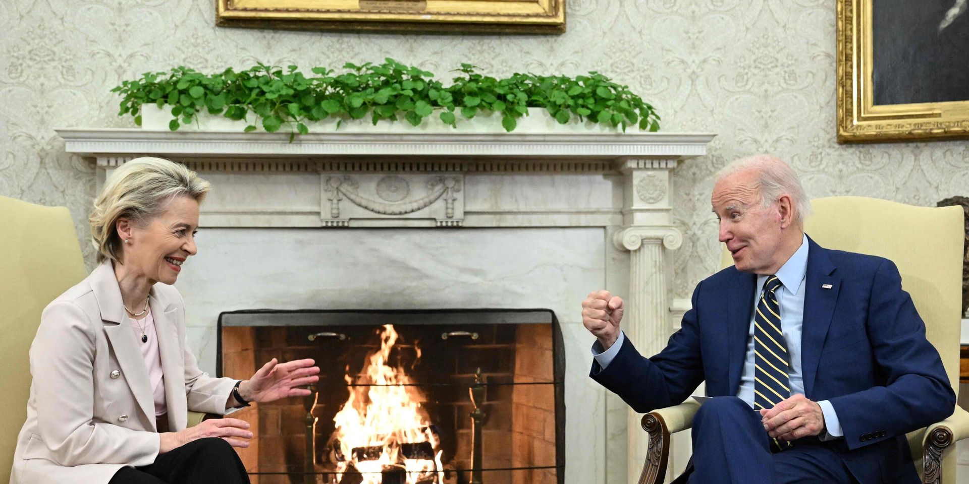 Президент США Джо Байден и президент Европейской комиссии Урсула фон дер Ляйен в Овальном кабинете Белого дома в Вашингтоне. 10 марта 2023 года. - ИноСМИ, 1920, 16.03.2023