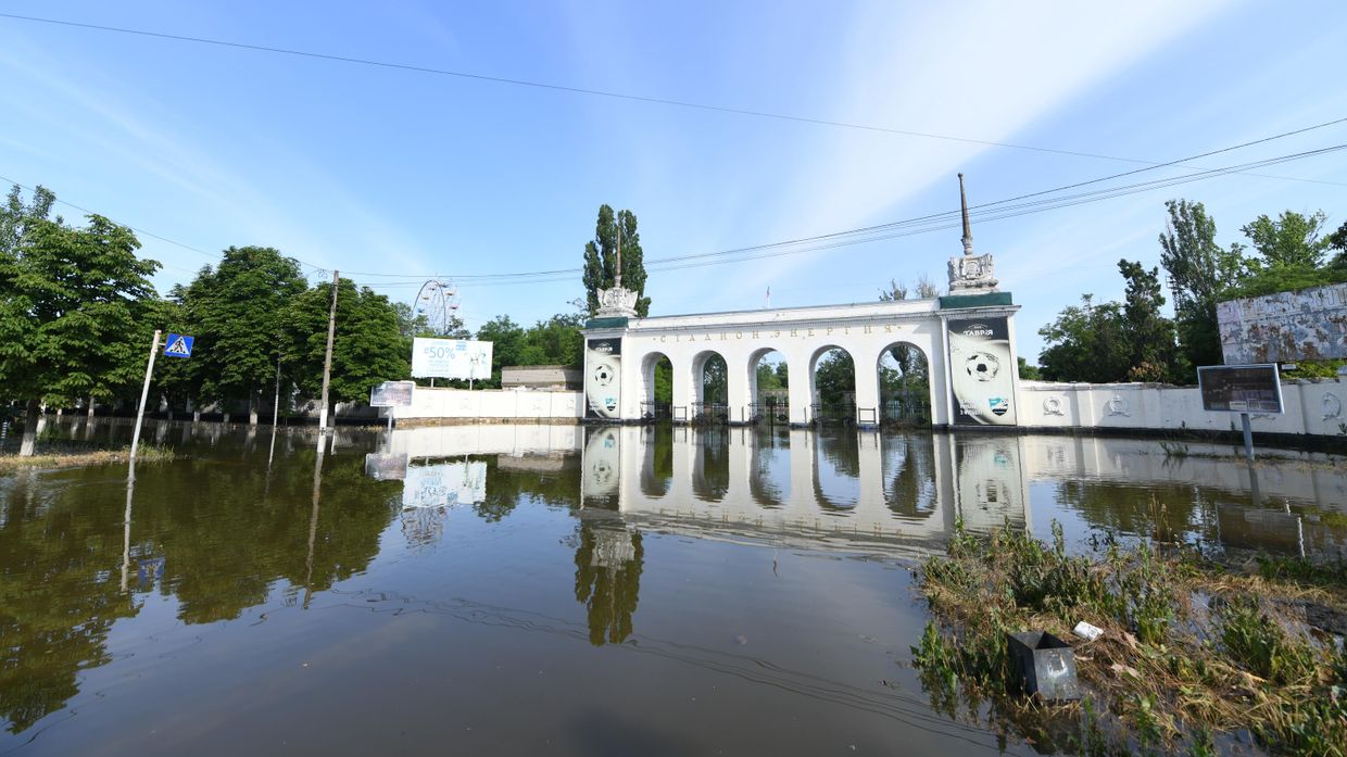 Новая Каховка после прорыва Каховской ГЭС