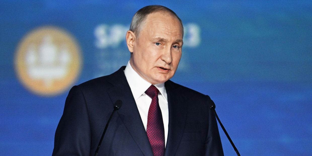 ПМЭФ-2023. Президент РФ В. Путин на пленарном заседании