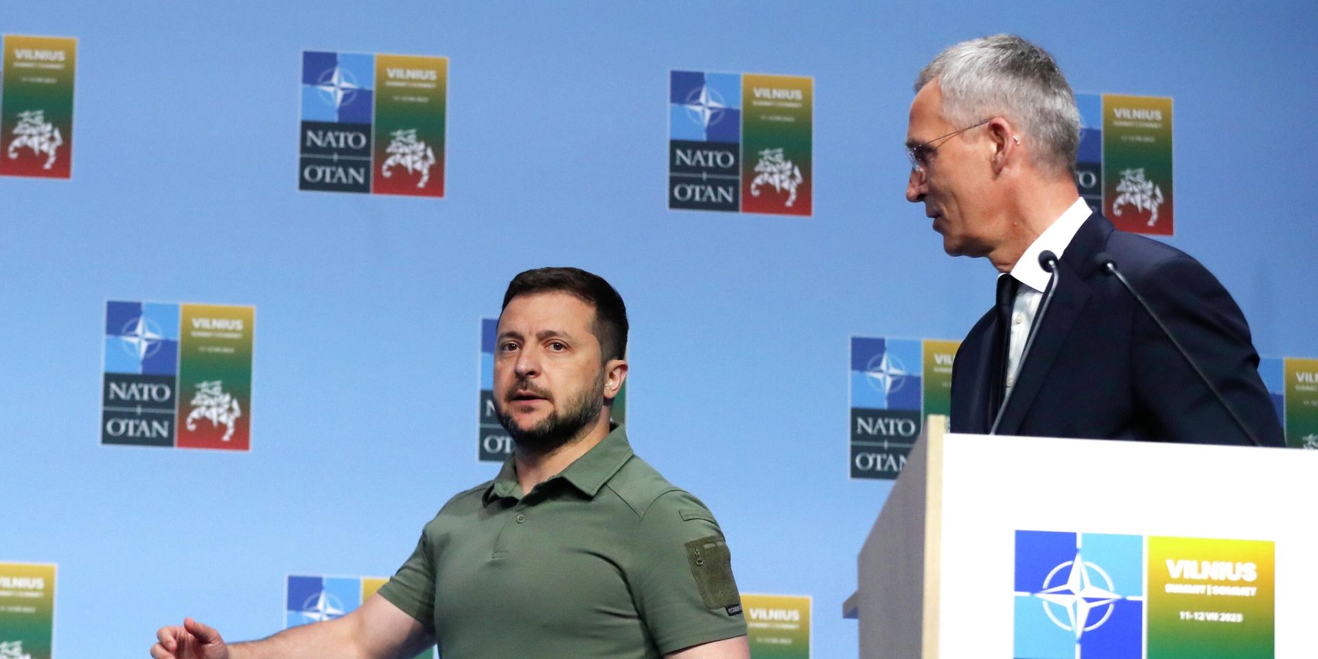 Генеральный секретарь НАТО Йенс Столтенберг и президент Украины Владимир Зеленский на саммите НАТО в Вильнюсе - ИноСМИ, 1920, 24.08.2023