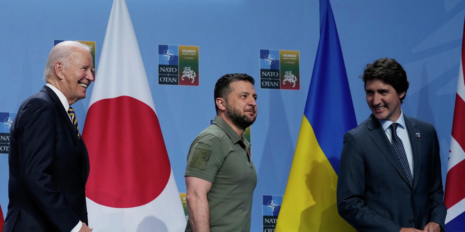 Президент США Джо Байден, президент Украины Владимир Зеленский и премьер-министр Канады Джастин Трюдо на полях саммита НАТО в Вильнюсе, Литва, 12 июля 2023 года - ИноСМИ, 1920, 11.01.2024