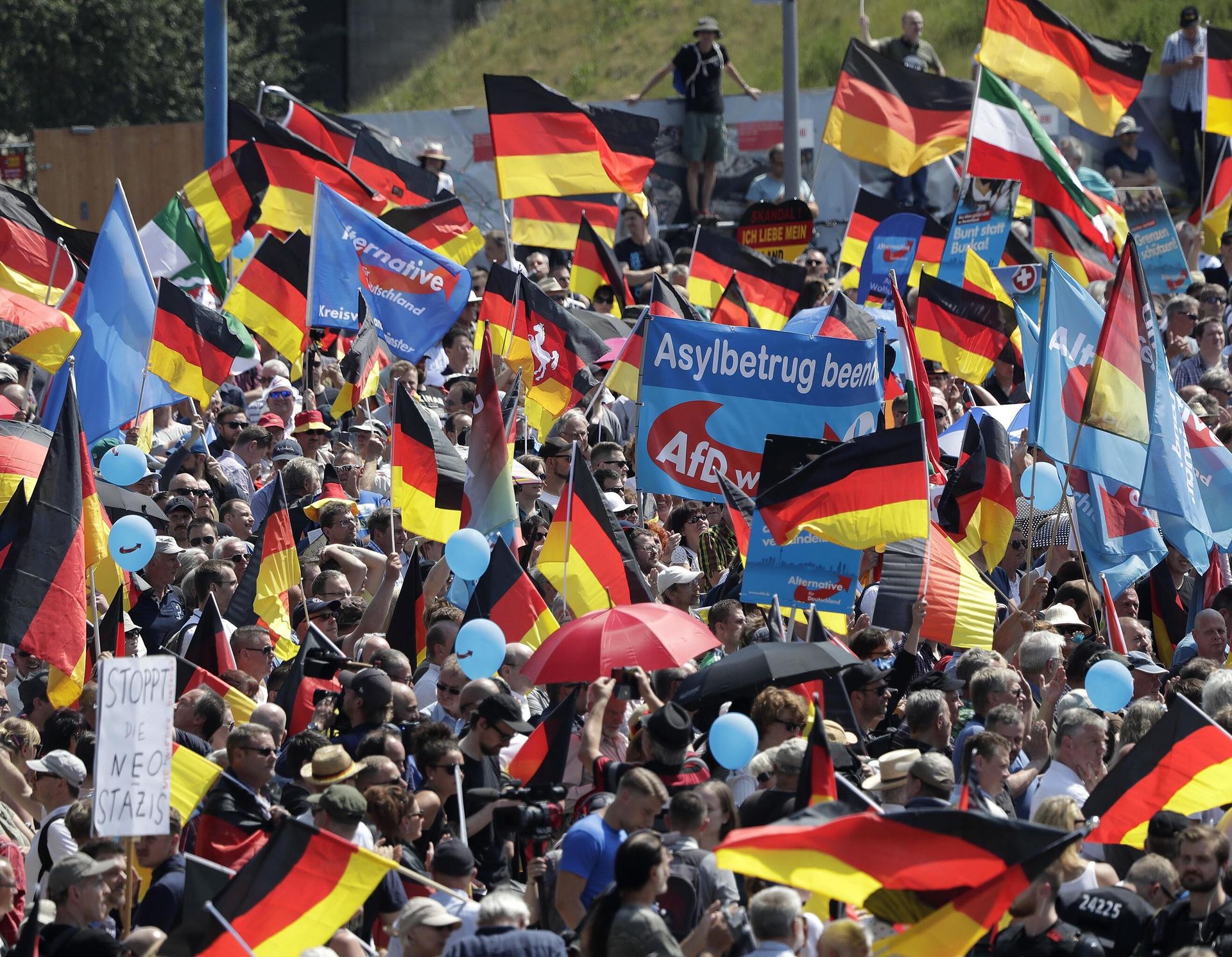 Сторонники партии Альтернатива для Германии на митинге в Берлине, Германия. 27 мая 2018 года - ИноСМИ, 1920, 04.05.2026