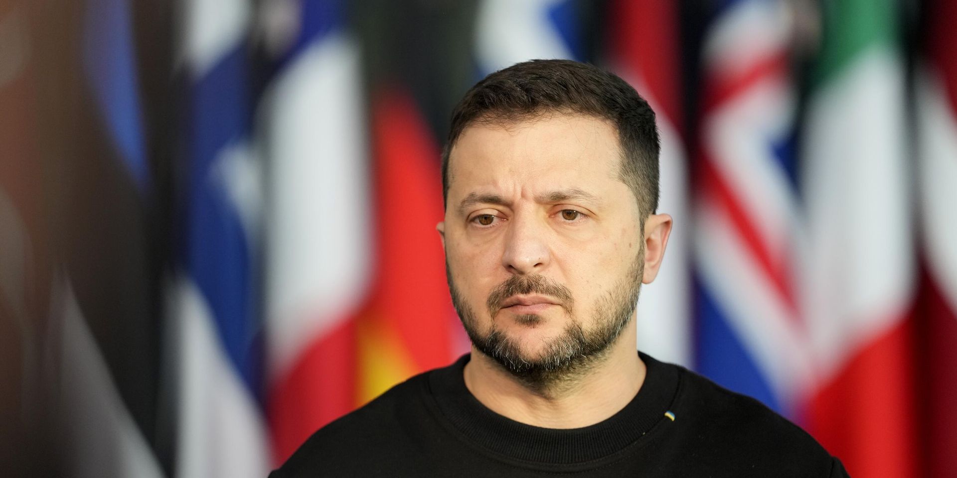 Президент Украины Владимир Зеленский выступает на пресс-конференции перед встречей министров обороны стран НАТО в Брюсселе, среда, 11 октября 2023 г. - ИноСМИ, 1920, 17.11.2023