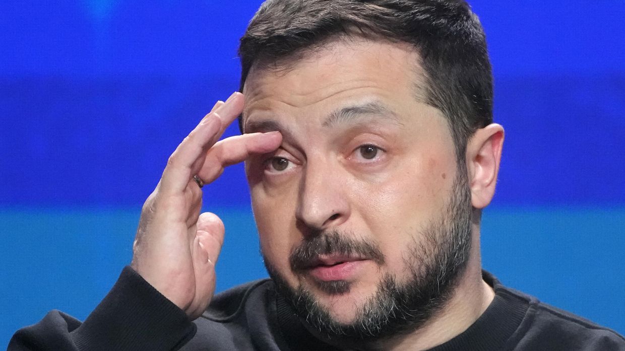 Президент Украины Владимир Зеленский во время своей пресс-конференции в Киеве