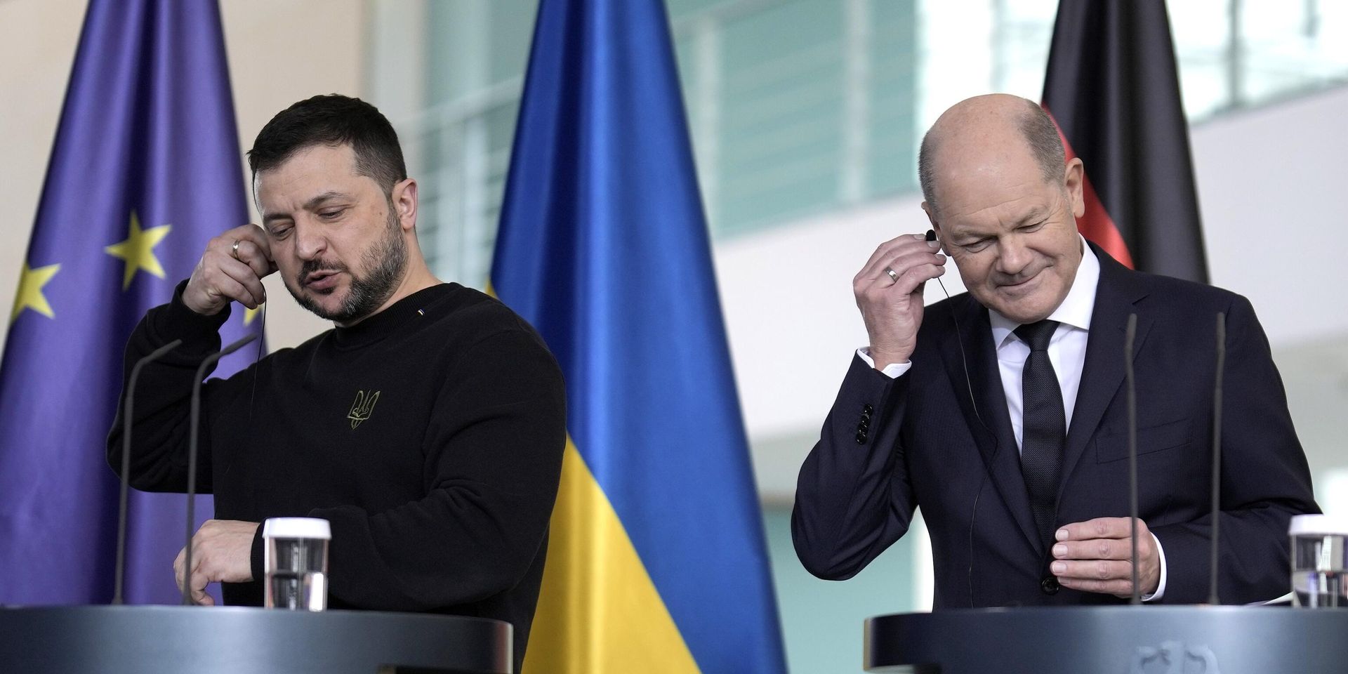 Канцлер Германии Олаф Шольц и  президент Украины Владимир Зеленский в Берлине. 16 февраля 2024 года. - ИноСМИ, 1920, 18.02.2024