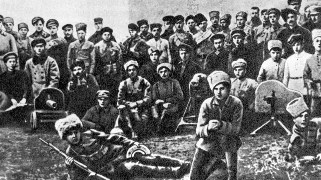 Красногвардейцы Киева - участники боев с войсками Центральной рады.
1919 год. Гражданская война.