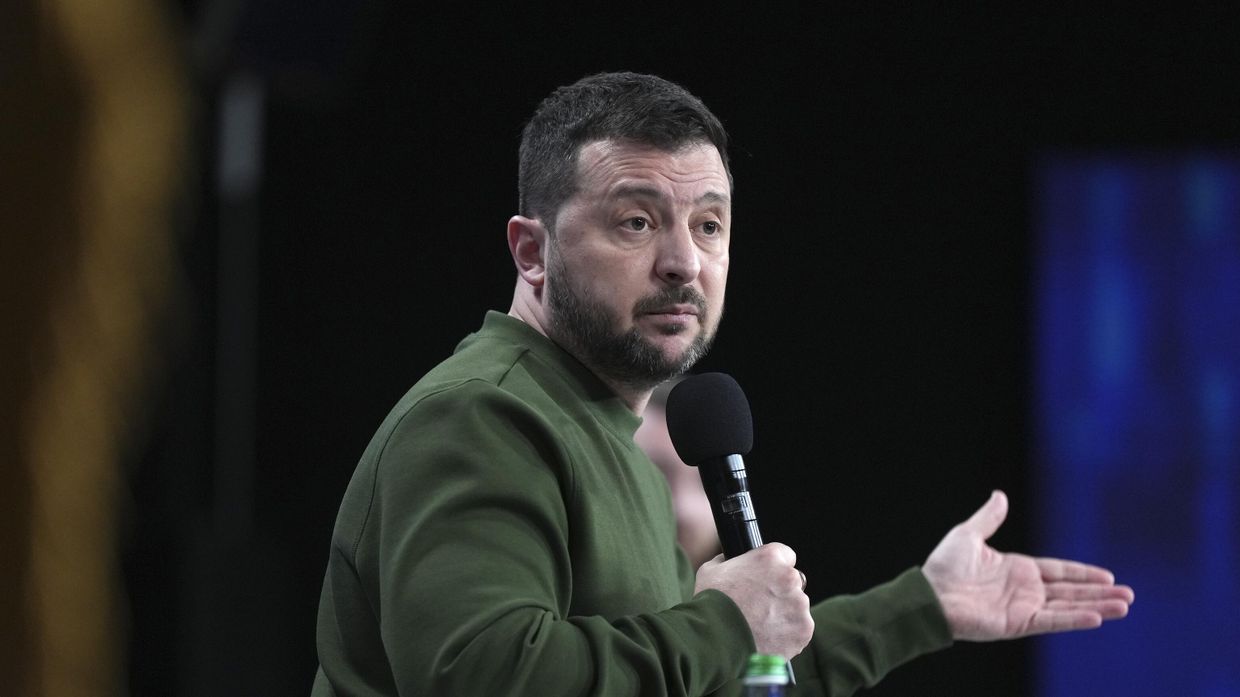 Президент Украины Владимир Зеленский на пресс-конференции в Киеве. Архивная фотография