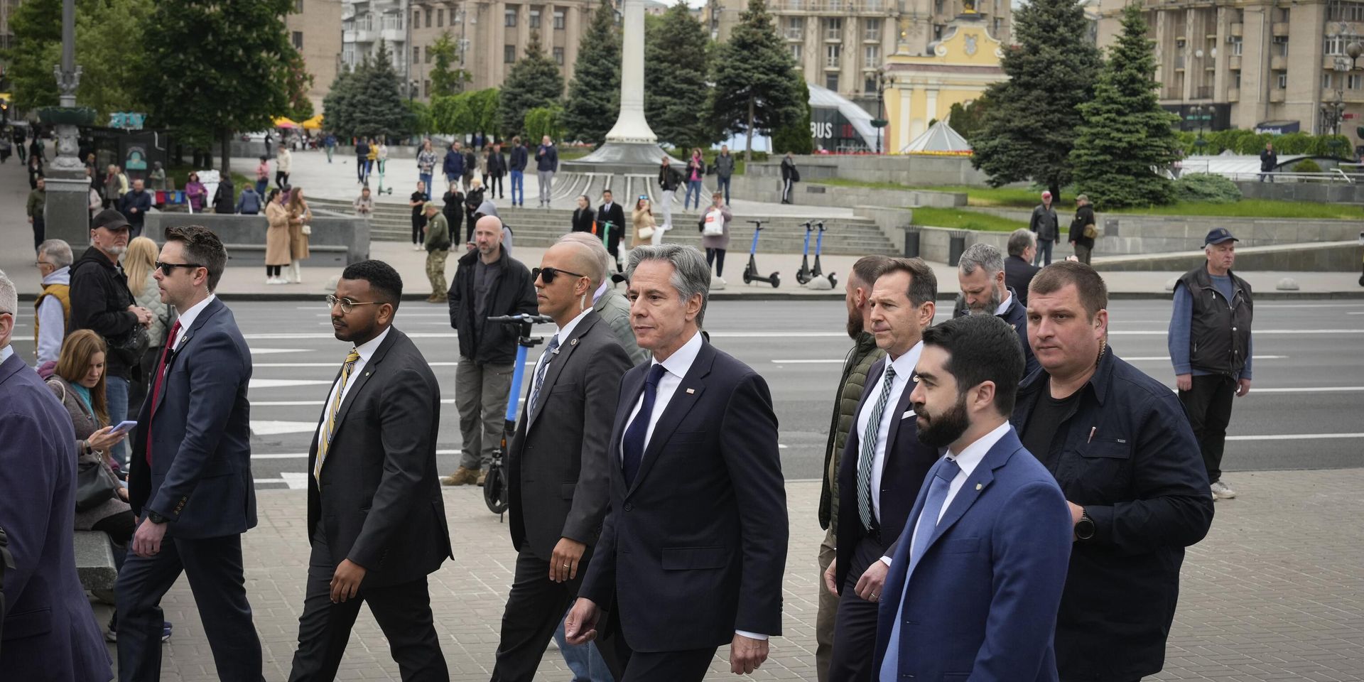 Госсекретарь США Энтони Блинкен на площади Независимости в Киеве, Украина, вторник, 14 мая 2024 года. - ИноСМИ, 1920, 15.05.2024