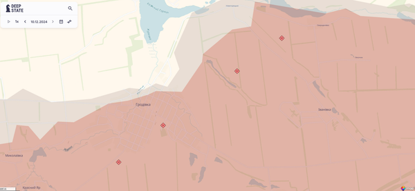 Обстановка в районе Гродовки (Фото: DeepStateMAP)