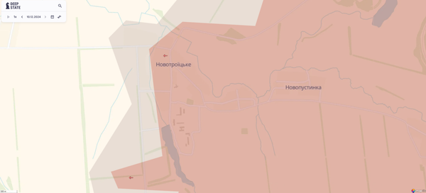 Обстановка в Новотроицком (Фото: DeepStateMAP)
