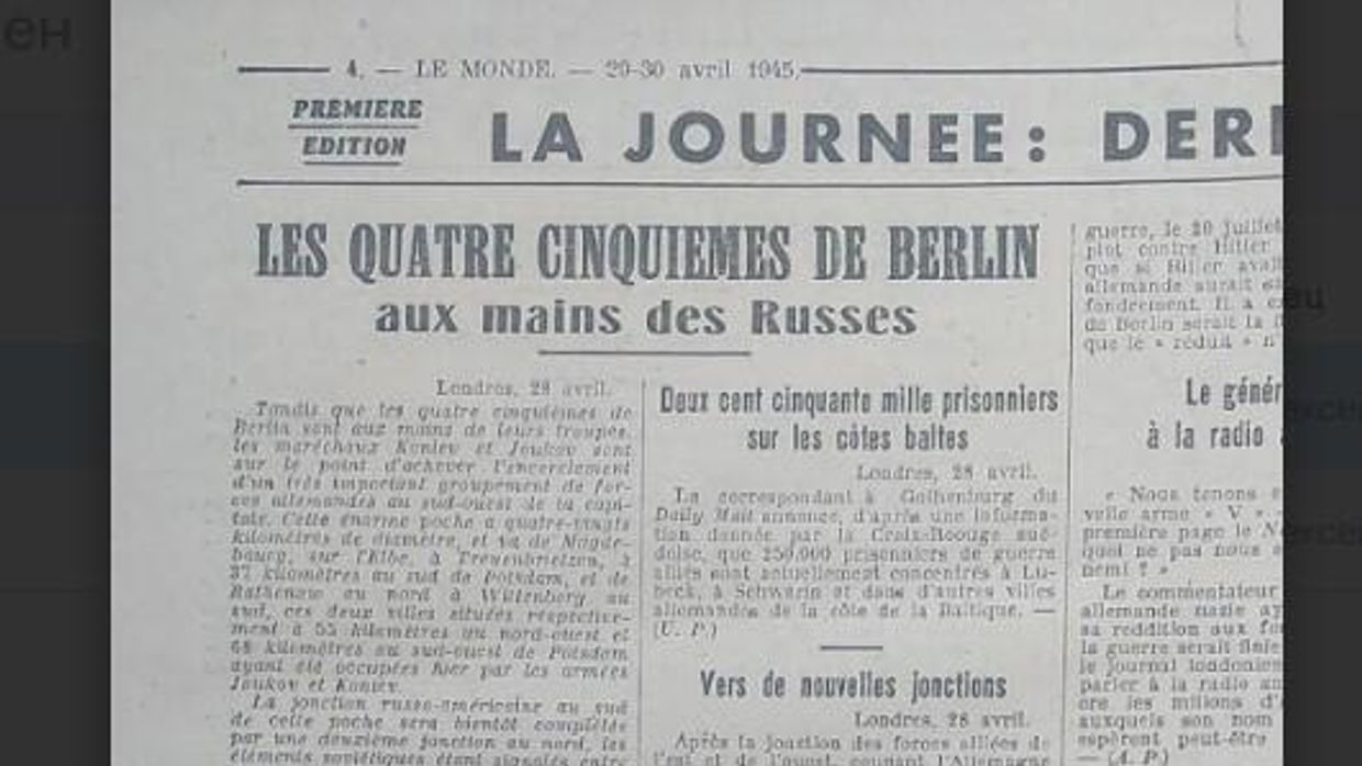 Газета Монд за 29 апреля 1945 года