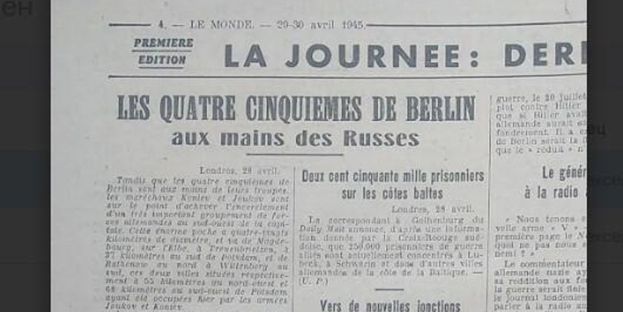 Газета Монд за 29 апреля 1945 года
