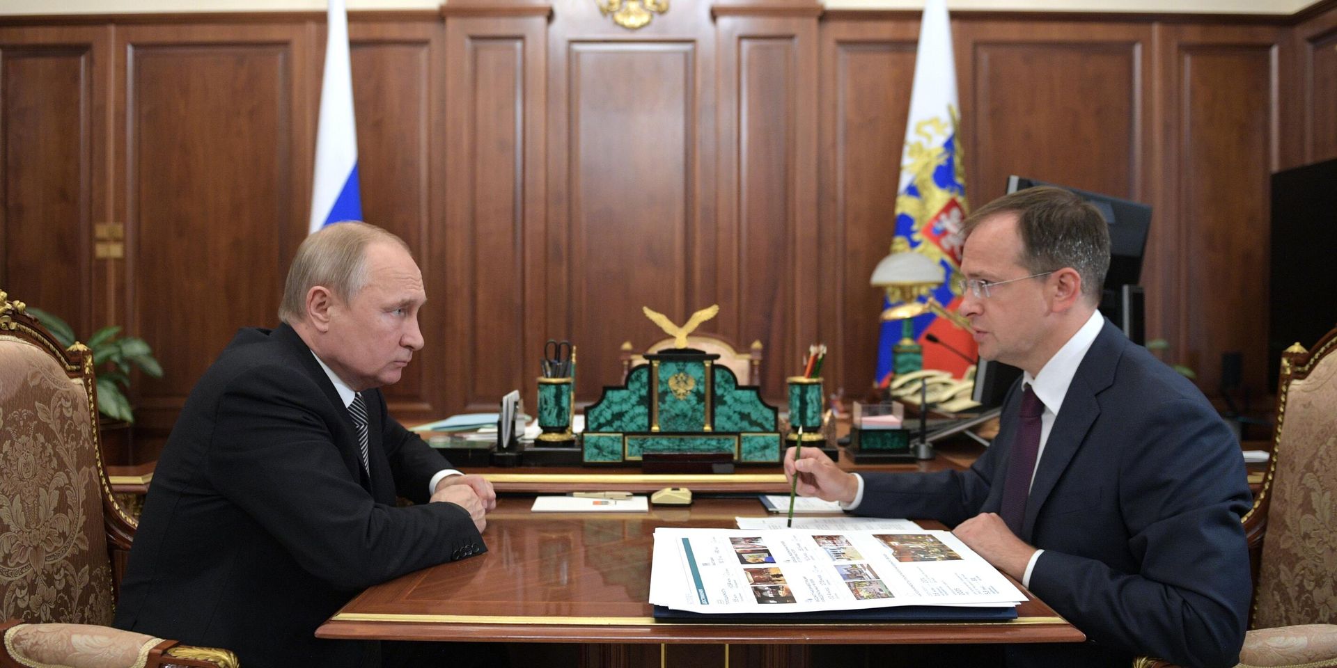 Президент РФ В. Путин встретился с министром культуры РФ В. Мединским - ИноСМИ, 1920, 16.05.2025