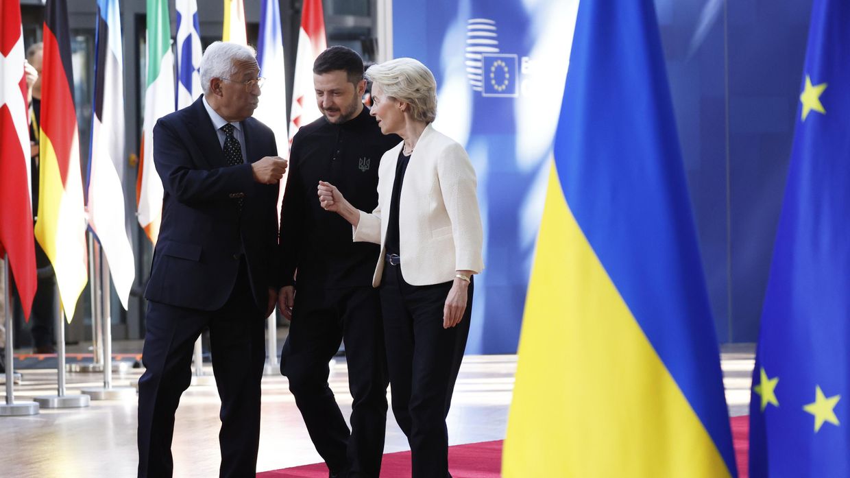 Президент Европейского совета Антонио Коста, Владимир Зеленский и председатель Европейской комиссии Урсула фон дер Ляйен 