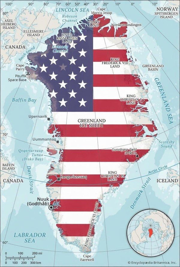 Гренландия в цветах флага США