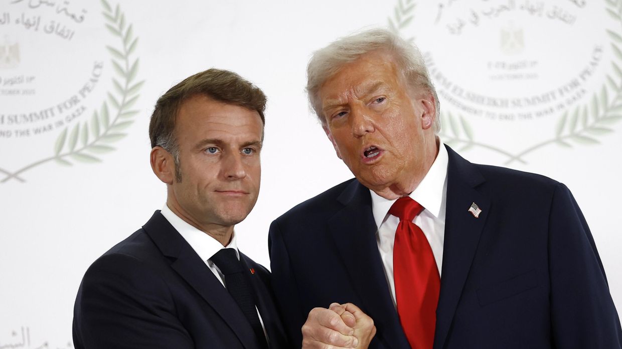 Президент Франции Эммануэль Макрон и президент США Дональд Трамп