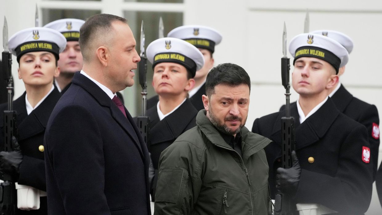 Президент Польши Кароль Навроцки и Владимир Зеленский в Варшаве, Польша