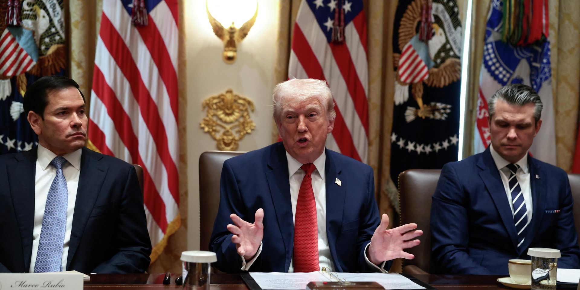 Президент США Дональд Трамп, госсекретарь Марко Рубио и министр обороны Пит Хегсет - ИноСМИ, 1920, 28.03.2026