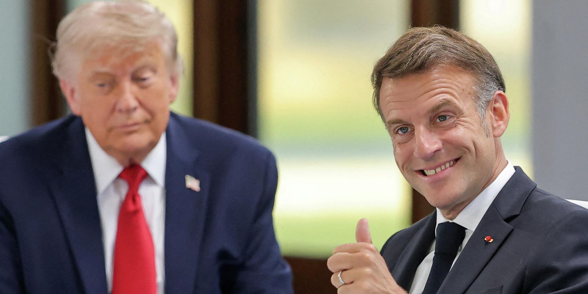 Президент США Дональд Трамп и президент Франции Эммануэль Макрон на саммите Большой семерки, Эвиан-ле-Бен, Франция - ИноСМИ, 1920, 20.06.2026