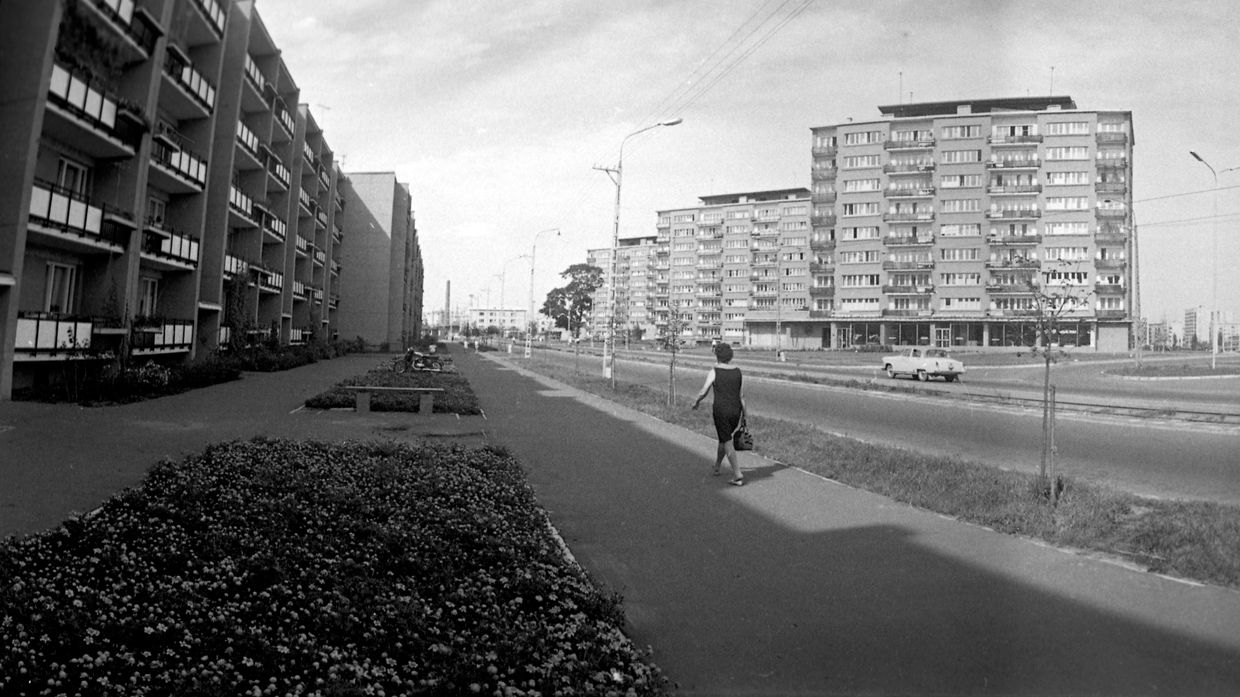 Вид на улицу Ю. Гагарина в городе Даугавпилсе, архивное фото