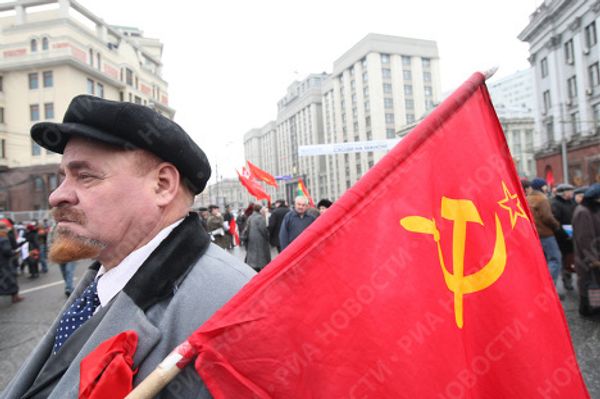 Двойник Владимира Ленина на митинге КПРФ
