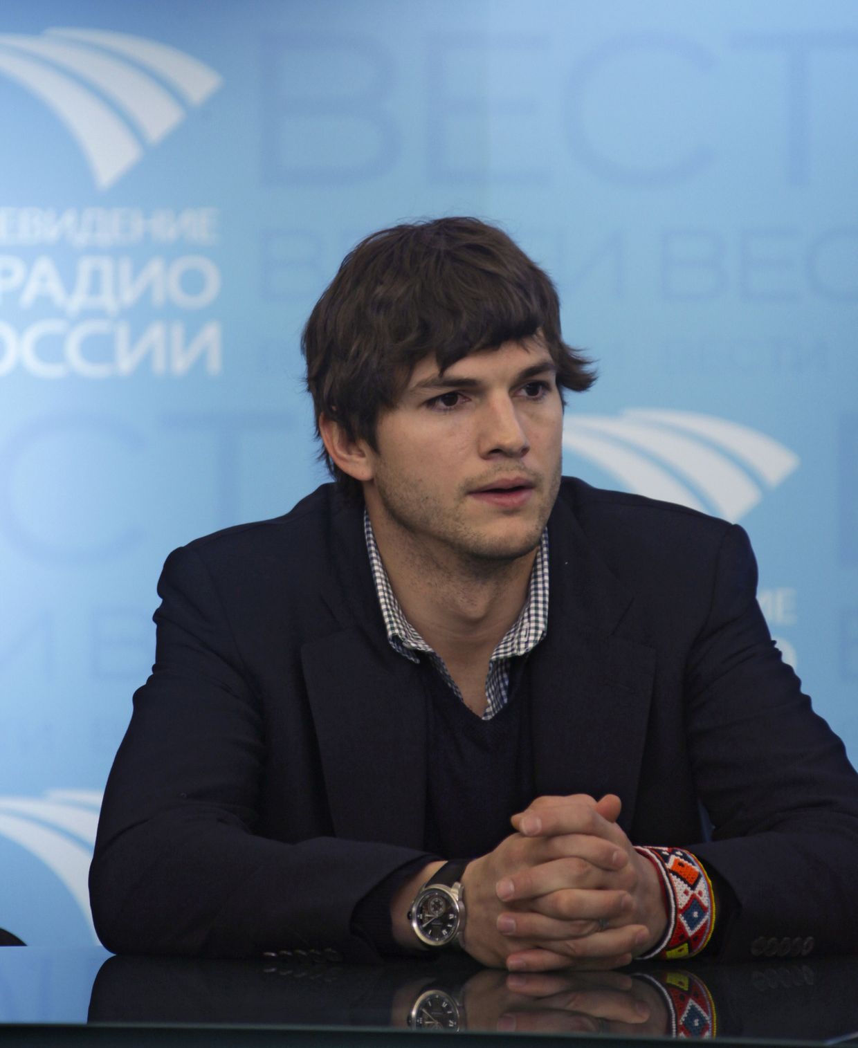 Эштон Катчер на пресс-конференции участников Делегации по инновациям