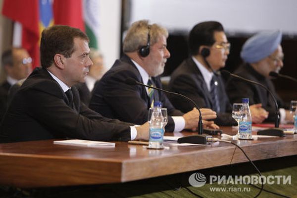Президент РФ Д.Медведев на саммите лидеров Бразилии, России, Индии и Китая (БРИК)