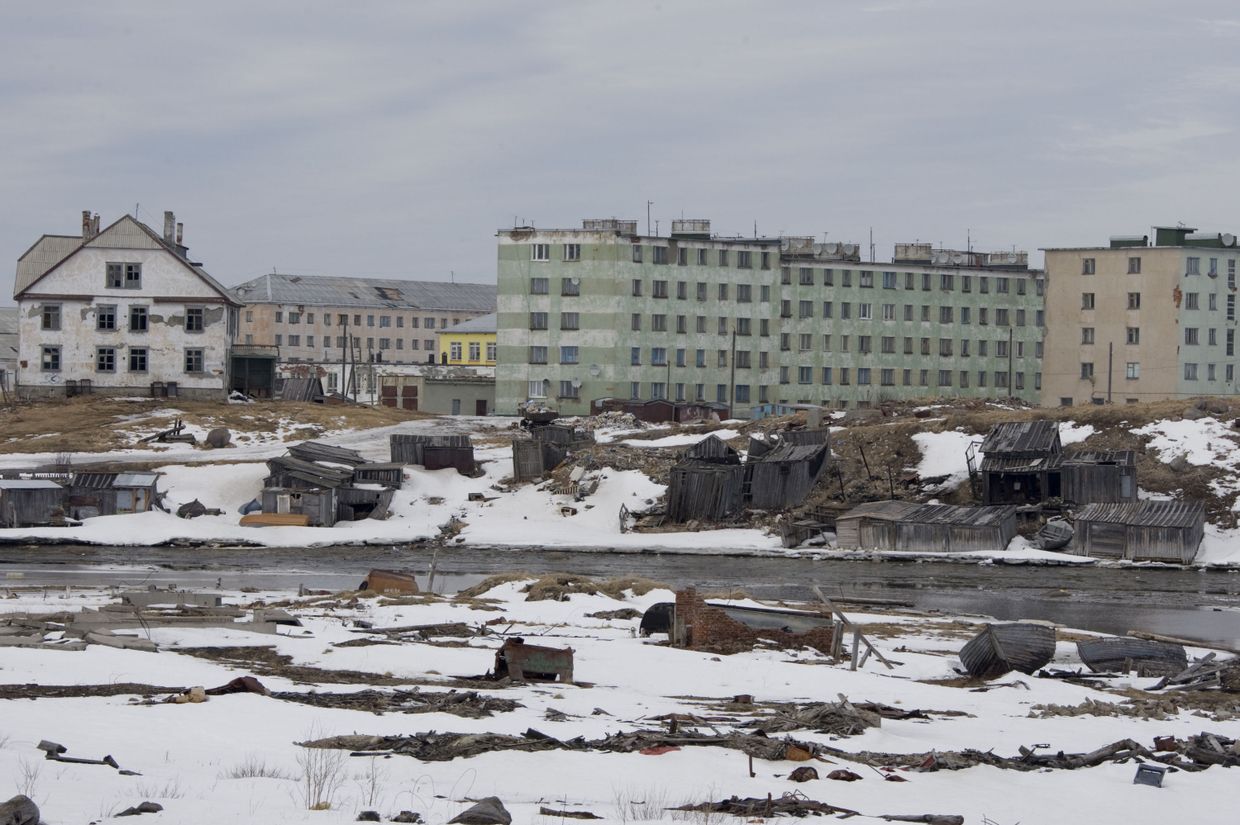 Поселок Териберка на побережье Баренцева моря
