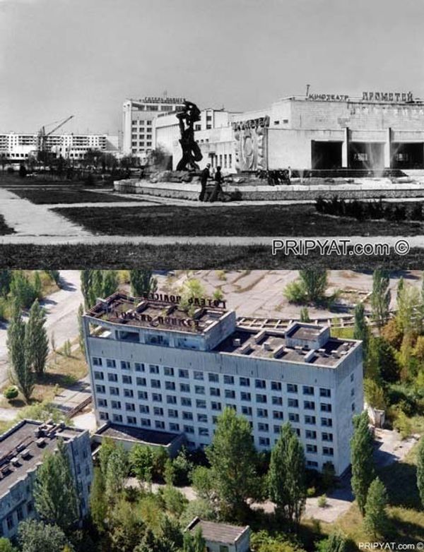 В городе Припять после аварии на Чернобыльской АЭС 