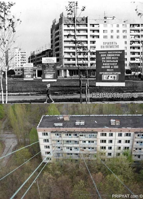 В городе Припять после аварии на Чернобыльской АЭС 