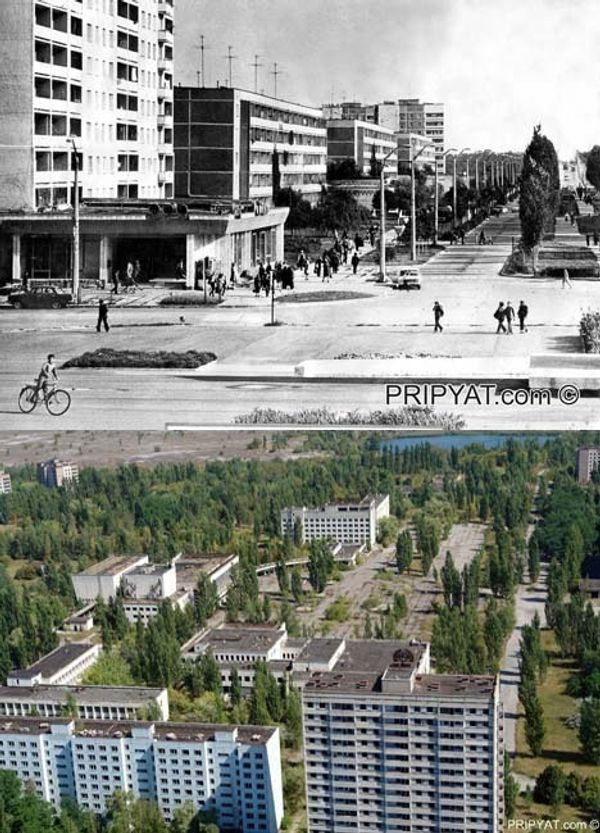 В городе Припять после аварии на Чернобыльской АЭС 