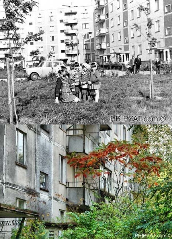 В городе Припять после аварии на Чернобыльской АЭС 