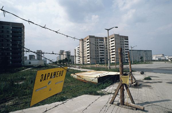 В городе Припять после аварии на Чернобыльской АЭС 
