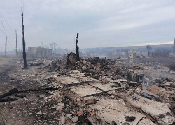 Последствия пожара в станице Лапшинской в Волгорадской области