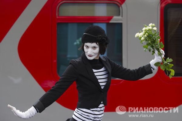 Отправление первого поезда РЖД Москва - Ницца в Белорусского вокзала