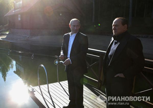 Встреча премьер-министров России и Италии РФ Владимира Путина и Сильвио Берлускони