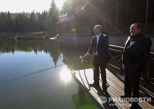 Встреча премьер-министров России и Италии РФ Владимира Путина и Сильвио Берлускони
