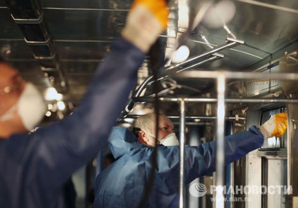 Дезинфекция вагонов метро в депо Калужское