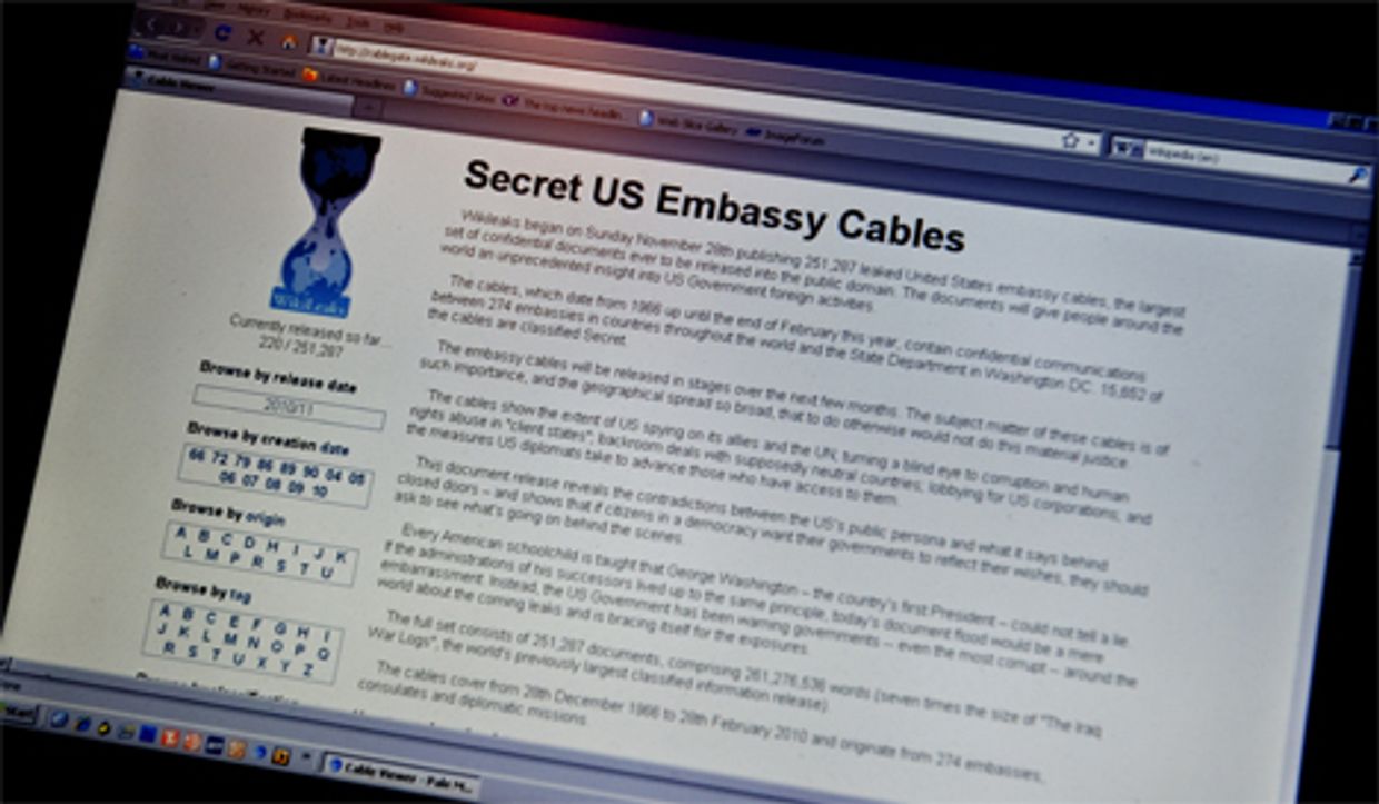Страница сайта www.wikileaks.org